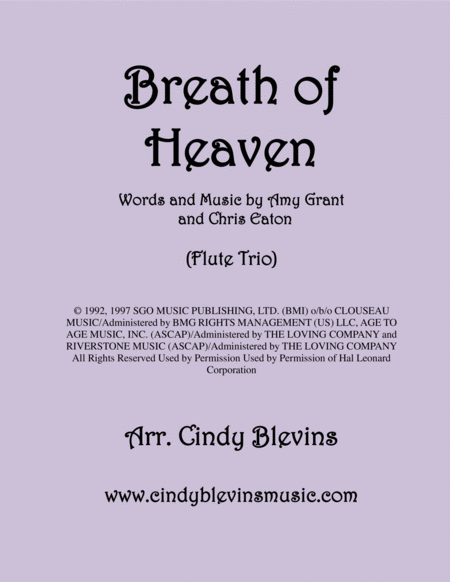 Breath Of Heaven Marys Song Arranged For Flute Trio Sheet Music