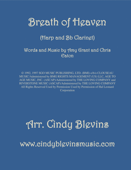 Breath Of Heaven Marys Song Arranged For Harp Lever Or Pedal Harp And Bb Clarinet Sheet Music