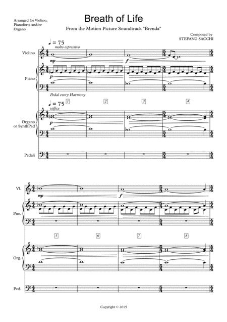 Breath Of Life Violin Piano And Organ Sheet Music