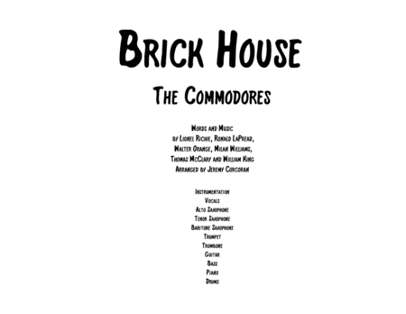 Brick House For Rock Band With Horns Sheet Music