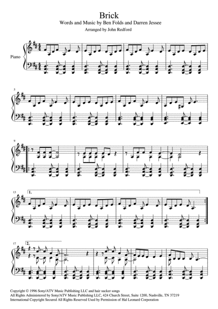 Brick Piano Piano Solo Sheet Music