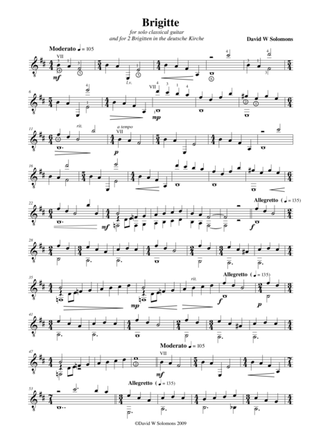 Free Sheet Music Brigitte For Solo Guitar