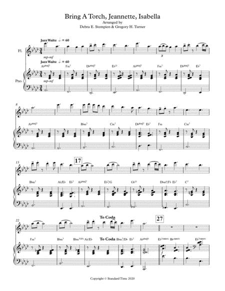 Free Sheet Music Bring A Torch Jeannette Isabella Jazz Waltz Flute Solo With Piano Accompaniment