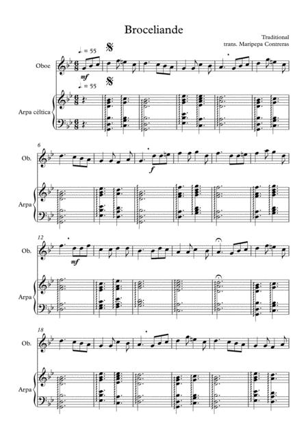 Free Sheet Music Broceliande Oboe And Harp