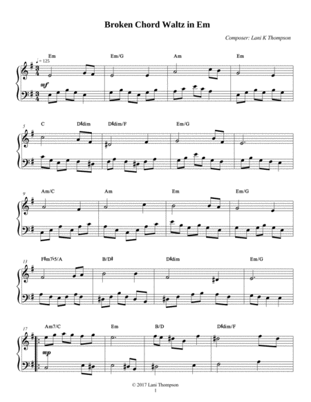 Broken Chord Waltz In Em Sheet Music