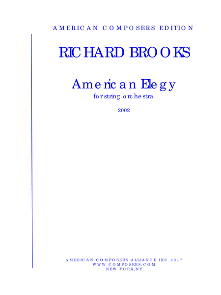 Free Sheet Music Brooks American Elegy