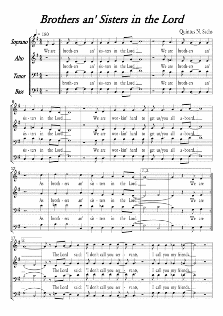 Brothers An Sisters In The Lord Sheet Music