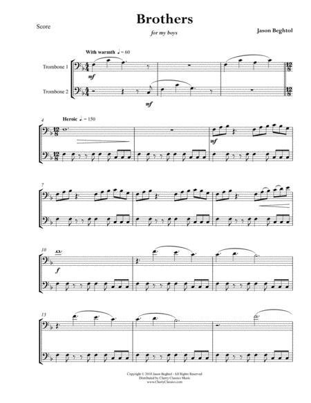Free Sheet Music Brothers Duet For Trombones
