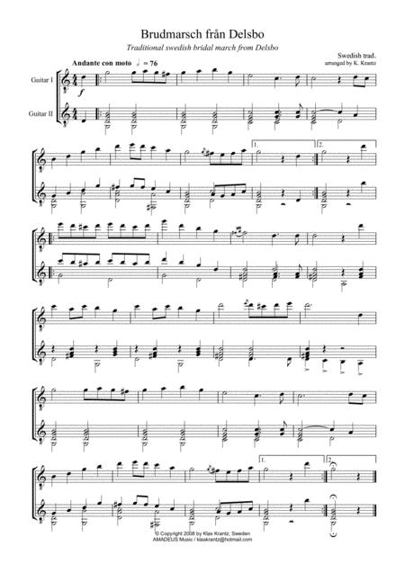 Brudmarsch Fran Delsbo For Guitar Duo Sheet Music