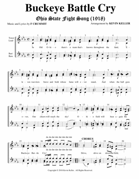 Buckeye Battle Cry Osu Fight Song Sheet Music