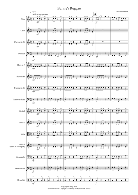 Burnies Reggae For School Orchestra Sheet Music