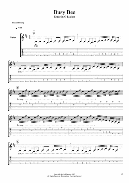 Free Sheet Music Busy Bee Tablature