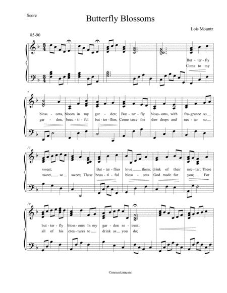 Free Sheet Music Butterfly Blossoms