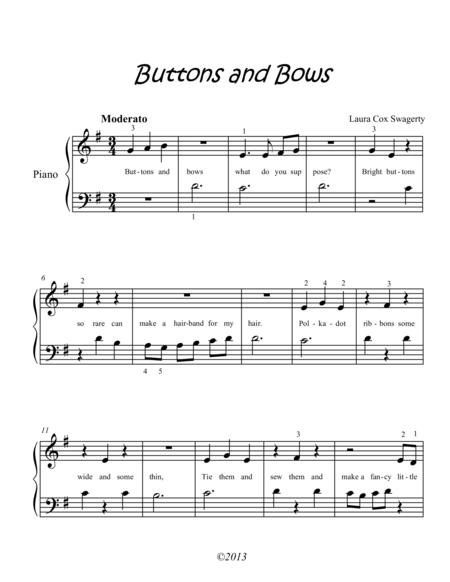 Free Sheet Music Buttons And Bows