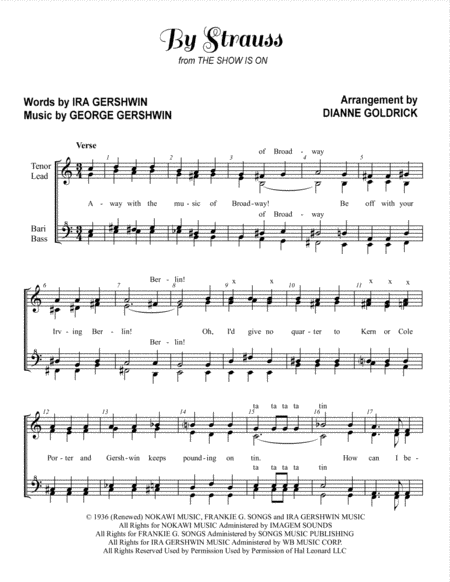 By Strauss From The Show Is On Womens Barbershop Quartet Pricing Sheet Music