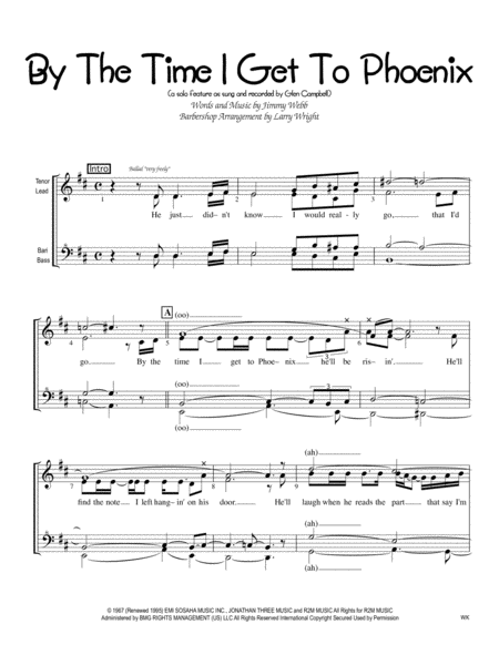 By The Time I Get To Phoenix Lead Solo Women Sheet Music