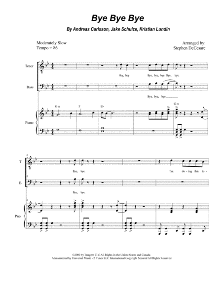 Bye Bye Bye Duet For Tenor And Bass Solo Sheet Music