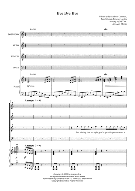 Free Sheet Music Bye Bye Bye