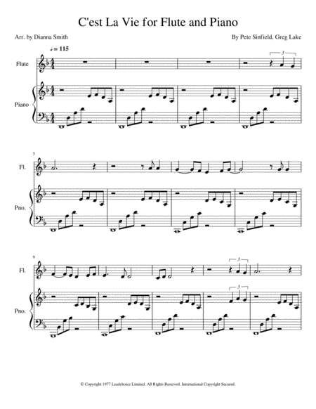 C Est La Vie Flute And Piano Sheet Music