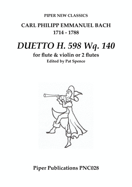 C P E Bach Duetto For Flute Violin H 598 Wq 140 Sheet Music