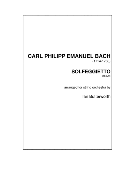 Free Sheet Music C P E Bach Solfeggietto For String Orchestra