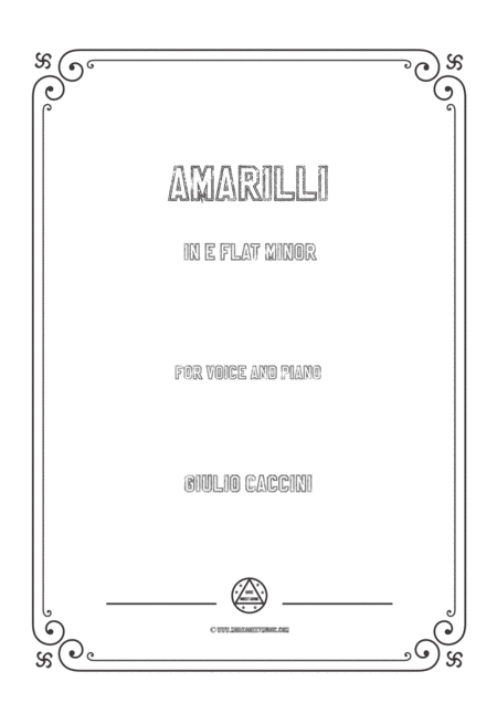 Free Sheet Music Caccini Amarilli In E Flat Minor For Voice And Piano