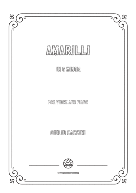 Caccini Amarilli In G Minor For Voice And Piano Sheet Music