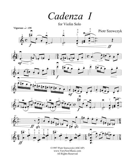 Cadenza I For Solo Violin Sheet Music