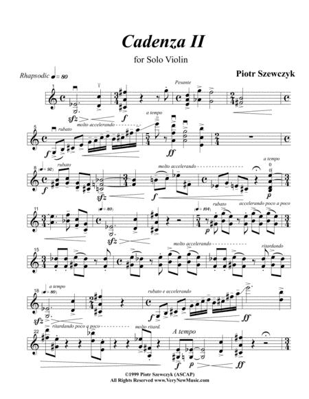 Cadenza Ii For Solo Violin Sheet Music