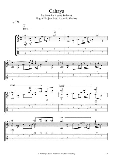 Cahaya Solo Guitar Tablature Sheet Music