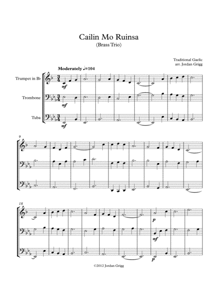 Cailin Mo Ruinsa Brass Trio Sheet Music