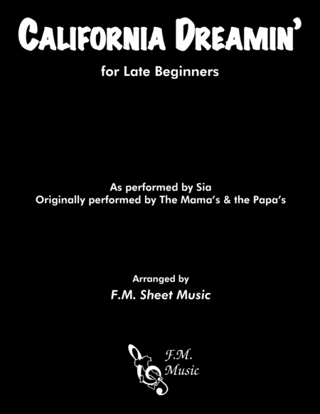 Free Sheet Music California Dreamin Late Beginner Piano