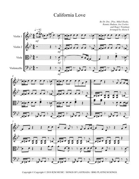 California Love String Quartet Sheet Music