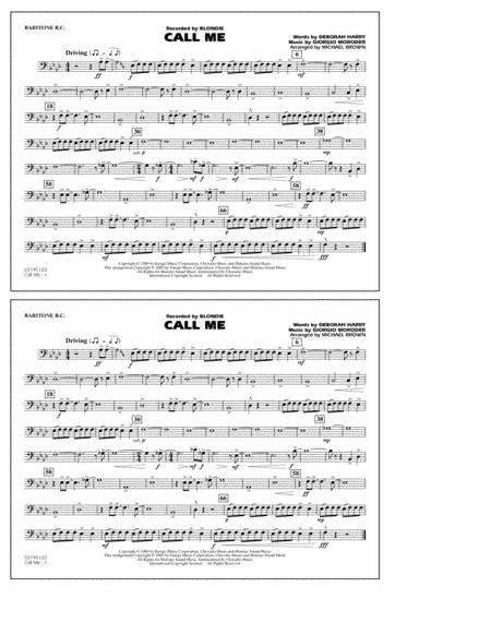 Free Sheet Music Call Me Arr Michael Brown Baritone B C