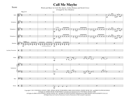 Call Me Maybe Arranged For Percussion Ensemble Sheet Music