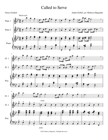 Free Sheet Music Called To Serve