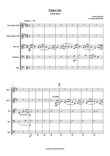 Free Sheet Music Calon Lan For Brass Quintet