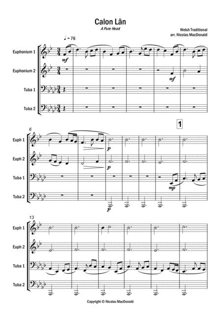 Calon Lan For Euphonium Quartet Sheet Music