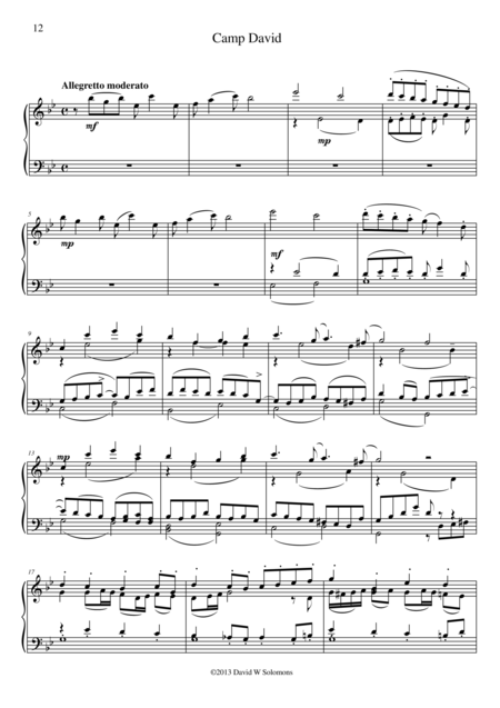 Camp David For Piano 2 Hands Sheet Music