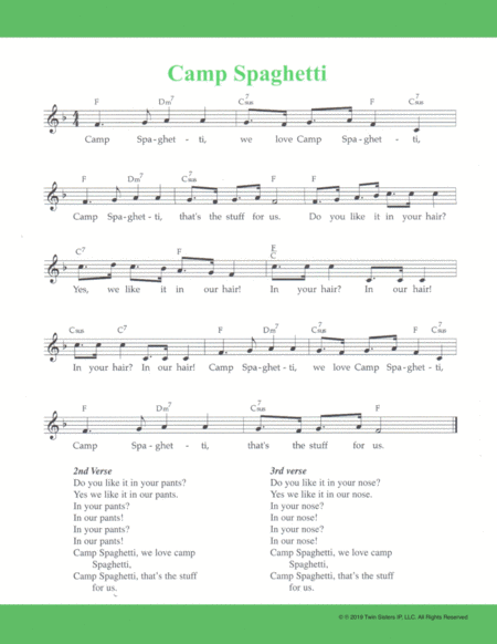 Camp Spaghetti Sheet Music