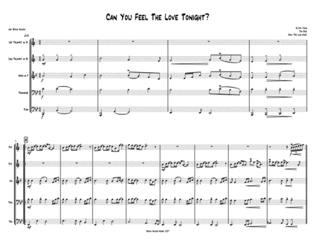 Free Sheet Music Can You Feel The Love Tonight Brass Quintet