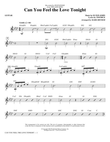 Can You Feel The Love Tonight From The Lion King Arr Mark Brymer Guitar Sheet Music