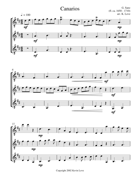 Canarios Guitar Trio Score And Parts Sheet Music