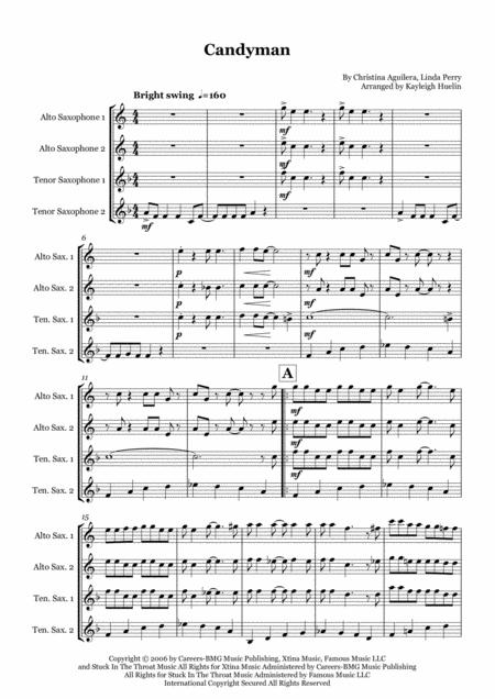 Candyman By Christina Aguilera Saxophone Quartet Aatt Sheet Music