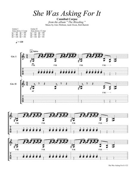 Cannibal Corpse She Was Asking For It Guitar Tab Sheet Music