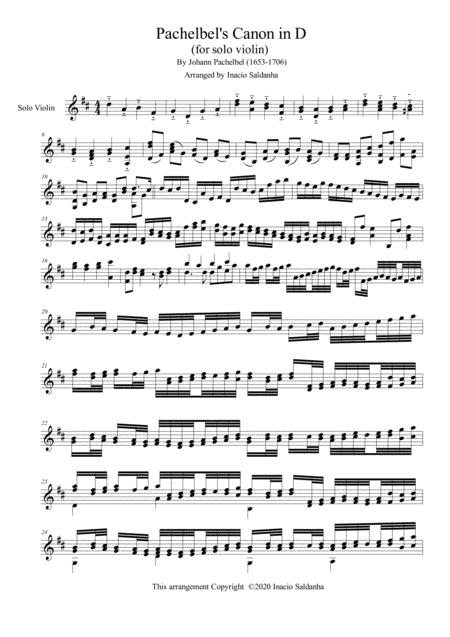 Canon In D For Solo Violin Sheet Music