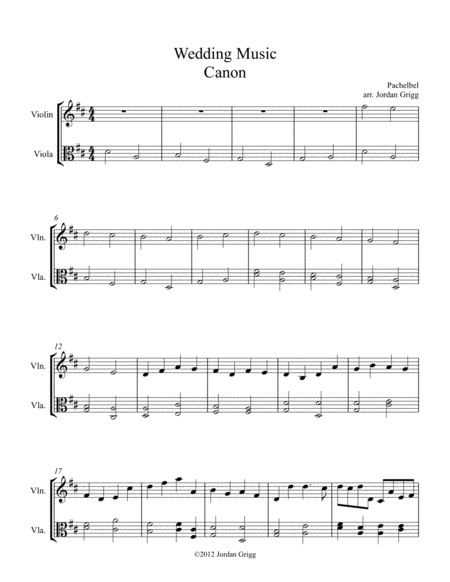 Canon In D Violin And Viola Sheet Music