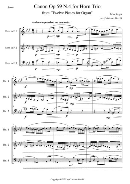 Canon Op 59 N 4 For Horn Trio Sheet Music