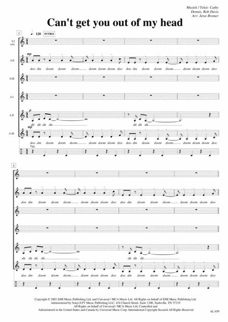 Cant Get You Out Of My Head Ssaaa A Cappella Sheet Music