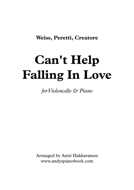 Cant Help Falling In Love Cello Piano Sheet Music